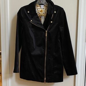 Chico's Black Trench Coat with Gold Accents